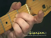 Playing the chord of A.