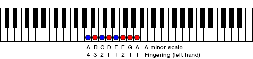 Figure 2. A minor scale down an octave