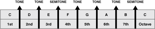 Figure 5. Notes and intervals of C major scale